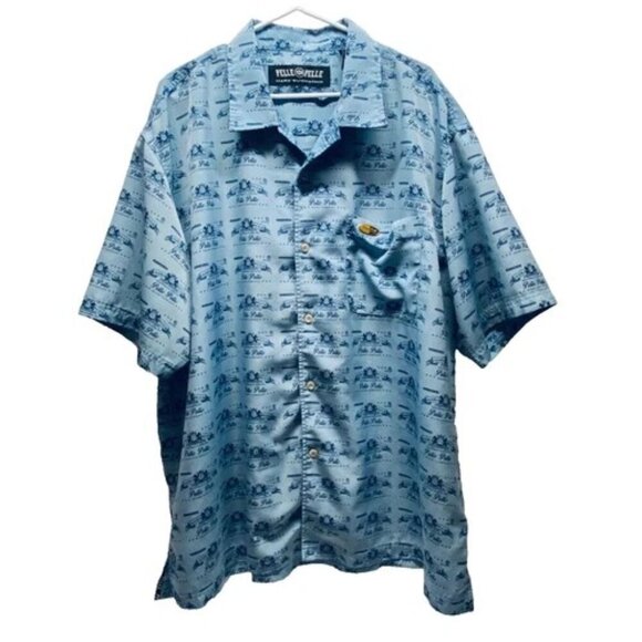 Pelle Pelle Ultra Blue Men's XXL Button Up Marc Buchanan Rare 90's Y2K VTG EUC - Picture 1 of 14